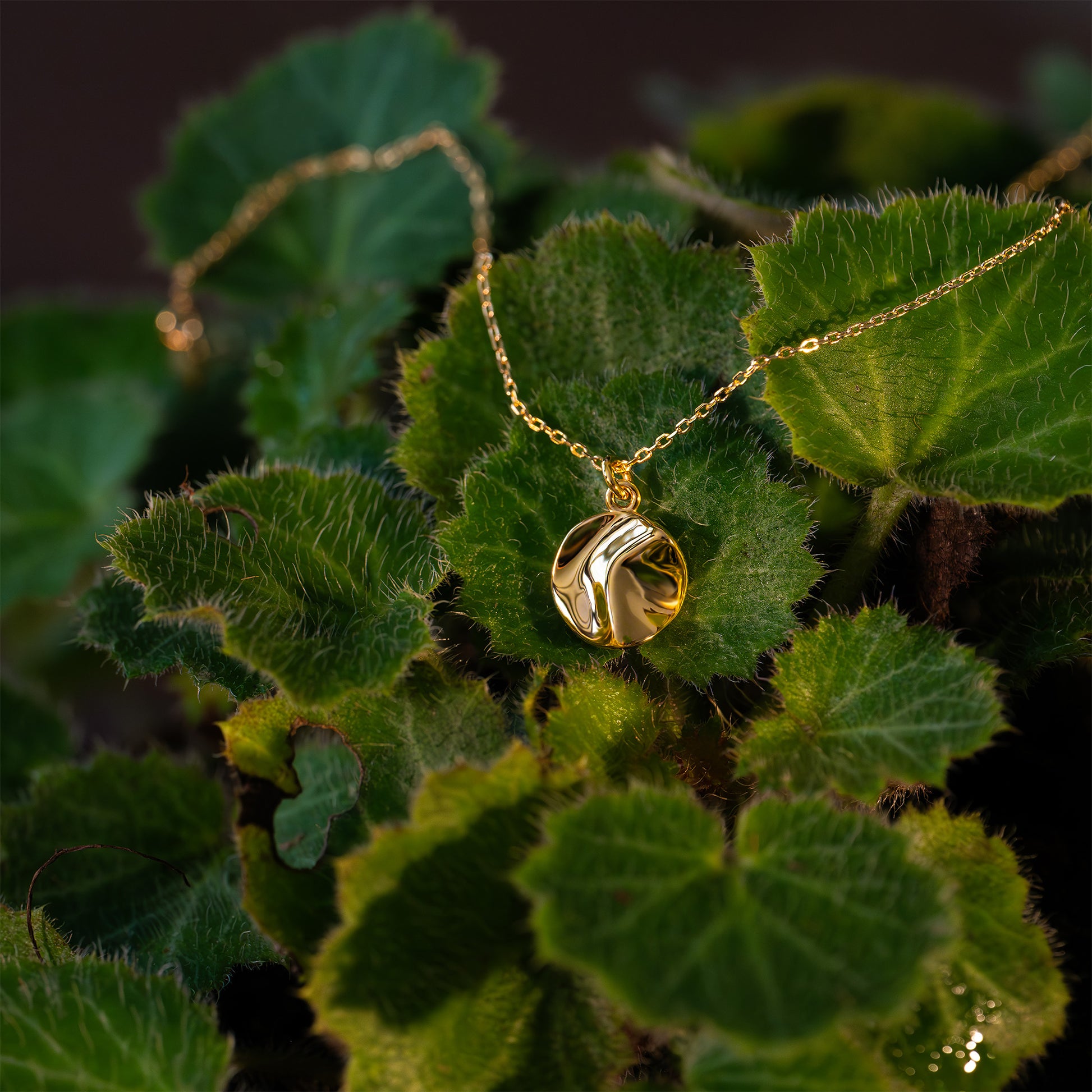 gold round pendant